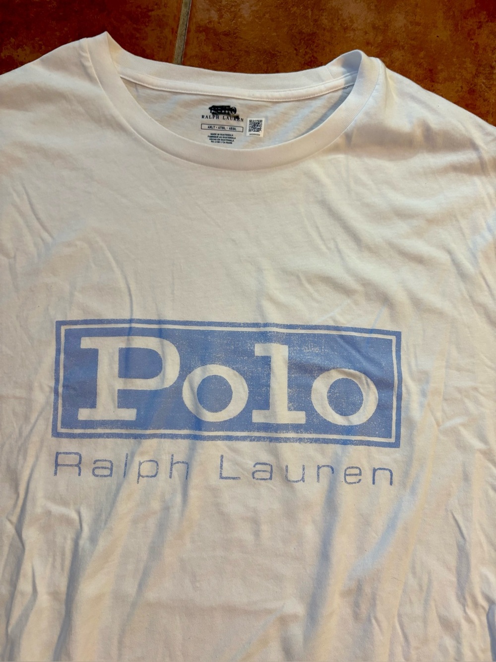Polo by Ralph Lauren White Crewneck T-Shirt with Blue Logo 4XLT big and tall